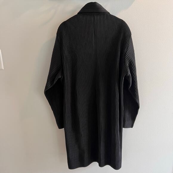 Homme Plisse Issey Miyake Black Pleated Snap Front Jacket Size 3 - Picture 4 of 11